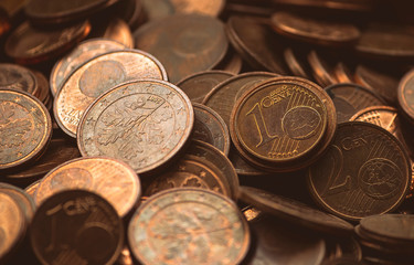 Euro (EUR) coins from various countries useful as a background– stock image