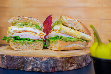 healthy sandwich with panini wholemeal bread