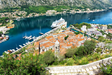 Kotor Bay and Old Town View from Lovcen Mountain in Montenegro