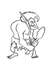 troll gefährlich cartoon grimmig keule märchen wald fabeln sagen fantasy einfarbig