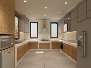 abstract sketch design of interior kitchen ,3d rendering