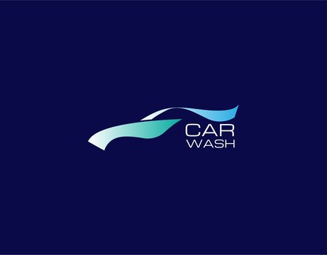 Logo of Car Wash in Flat Style. Designed with Premium Blue Color. Suitable for Car Wash Company, Car Showroom and more. Vector Illustration.