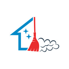 Cleaning Service Sweep Dust Business logo design Template Vector