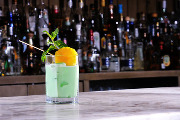 Green smoothie drink with pineapple