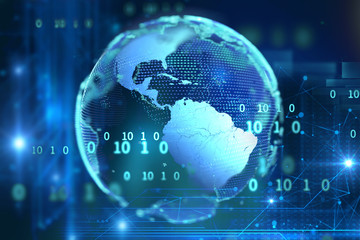 3d rendering of earth futuristic technology