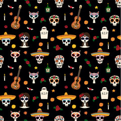 Dia de muertas seamless pattern, great design for any purposes. Vector eps10.