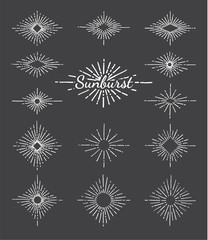 Vintage sunburst with radial sun beams vector collection background. EPS10.