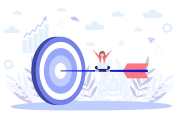 Targeting concept, business strategy.Flat vector illustration isolated on white background. Can use for web banner, infographics, web page..