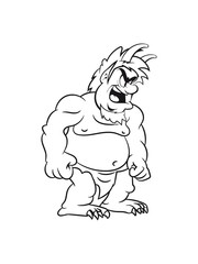 troll gefährlich agressiv cartoon grimmig keule märchen wald fabeln sagen fantasy einfarbig