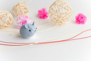 ハンドメイド　フェルト   年賀　かわいい鼠(17-1)