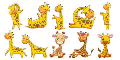 giraffe vector set clipart design © pisut