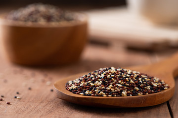 Set of quinoa Red, white and brown quinoa.