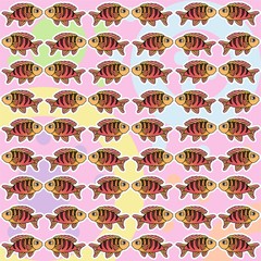 The Amazing of Cute Fish Cartoon Funny Character, Pattern Wallpaper