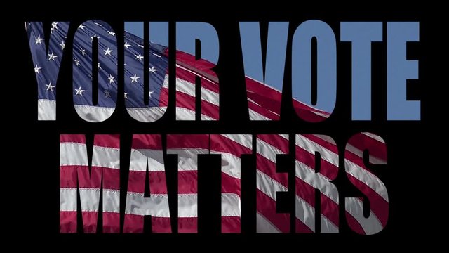 Patriotic message with American flag urging voters to vote 