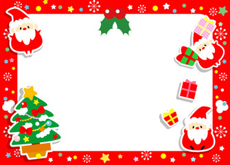 クリスマス素材・サンタクロースがいっぱいかわいいクリスマスメッセージカード・フレーム飾り枠
