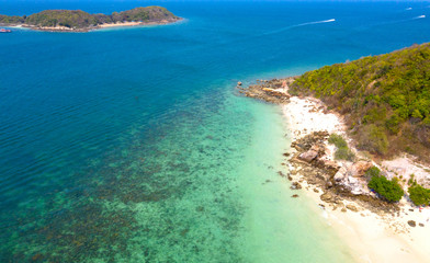 Aerial view photo  sea water and beach of  island southeast .