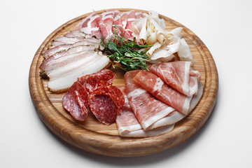 assorted meat on white background