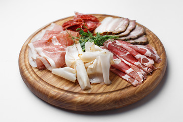 assorted meat on white background
