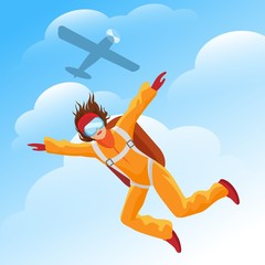 Woman parachutist jumper