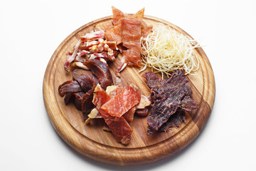 assorted meat on white background