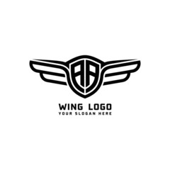 AA initial logo wings, abstract letters in the middle of black
