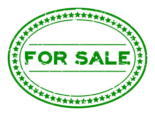 Grunge green for sale word oval rubber seal stamp on white background