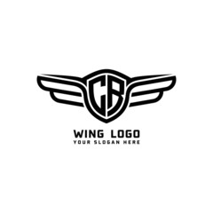 CR initial logo wings, abstract letters in the middle of black