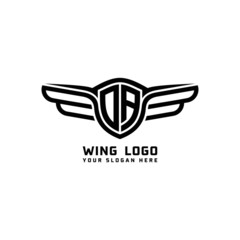DA initial logo wings, abstract letters in the middle of black