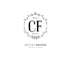 C F CF Beauty vector initial logo, handwriting logo of initial signature, wedding, fashion, jewerly, boutique, floral and botanical with creative template for any company or business.