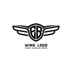 EB initial logo wings, abstract letters in the middle of black