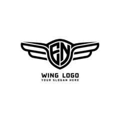 EN initial logo wings, abstract letters in the middle of black