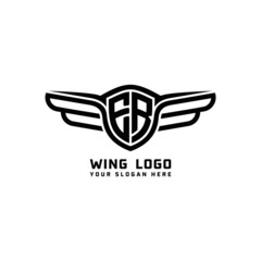 ER initial logo wings, abstract letters in the middle of black