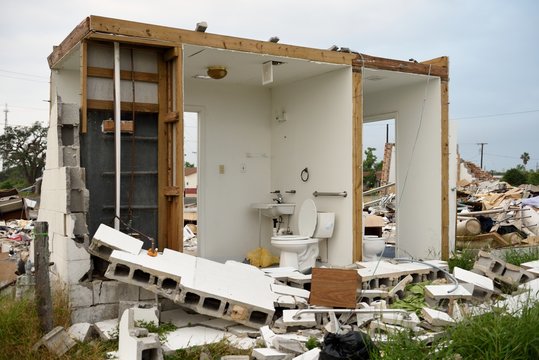 Major Hurricane Harvey, wind damage, building destruction, Rockport.
