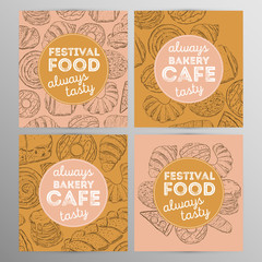 Design set bakery cafe.Restaurant brochure,flyer.Hand drawn graphic.