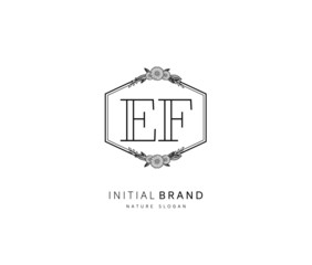 E F EF Beauty vector initial logo, handwriting logo of initial signature, wedding, fashion, jewerly, boutique, floral and botanical with creative template for any company or business.