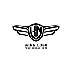 KN initial logo wings, abstract letters in the middle of black