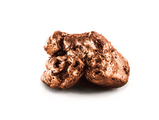 bronze nugget precious stone on white background