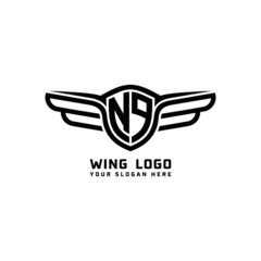 NP initial logo wings, abstract letters in the middle of black