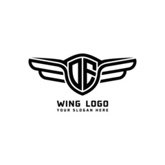 OE initial logo wings, abstract letters in the middle of black