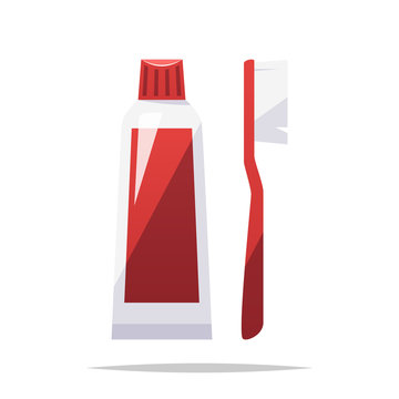 recommend clip art: Toothbrush and toothpaste vector isolated illustration