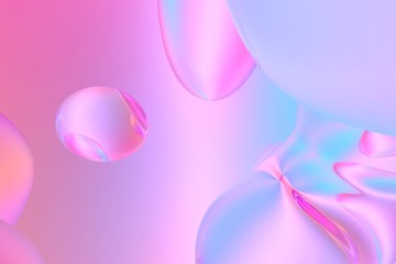Beauty and fashion concept 3d rendering background. Pretty colored bubbles background. Fresh air and perspective space background. Abstract illustration.