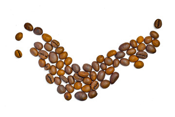 Coffee beans isolated on white background