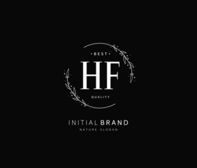 H F HF Beauty vector initial logo, handwriting logo of initial signature, wedding, fashion, jewerly, boutique, floral and botanical with creative template for any company or business.