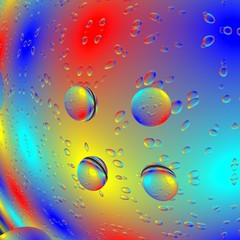 Colorful bubbles background. Fresh air, and perspective space background. Abstract 3d illustration with vibrant rainbow colors. Rendered raster image.