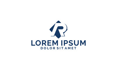 Initial letter AR logo template with rounded square shape symbol in flat design monogram illustration