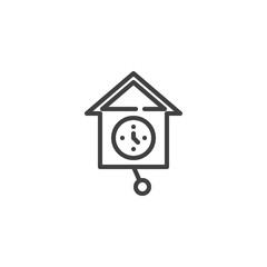 Cuckoo Clock line icon. linear style sign for mobile concept and web design. Wall clock cuckoo outline vector icon. Symbol, logo illustration. Vector graphics