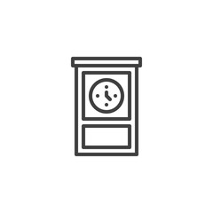 Retro wooden clock line icon. linear style sign for mobile concept and web design. Old floor clock outline vector icon. Symbol, logo illustration. Vector graphics