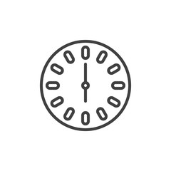 Six O'clock line icon. linear style sign for mobile concept and web design. Round clock time outline vector icon. Symbol, logo illustration. Vector graphics