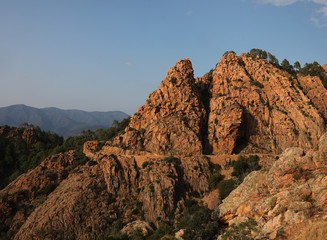 Red badlands on sunset
