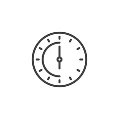 Six o'clock line icon. linear style sign for mobile concept and web design. Clock time outline vector icon. Symbol, logo illustration. Vector graphics